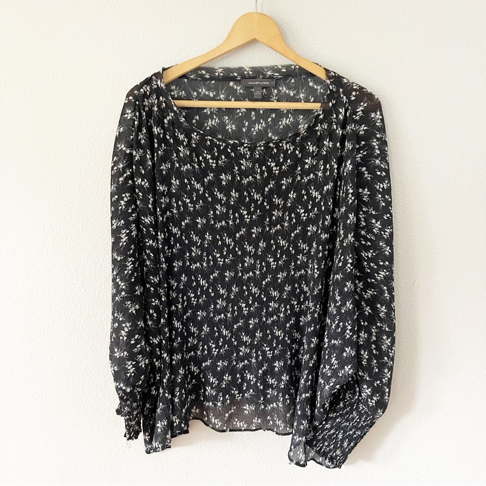 Grade & Gather Ditsy Floral Smocked Sleeves Top Size S/M
